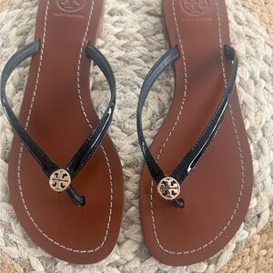 Tory Burch Black and Brown Flip-Flops